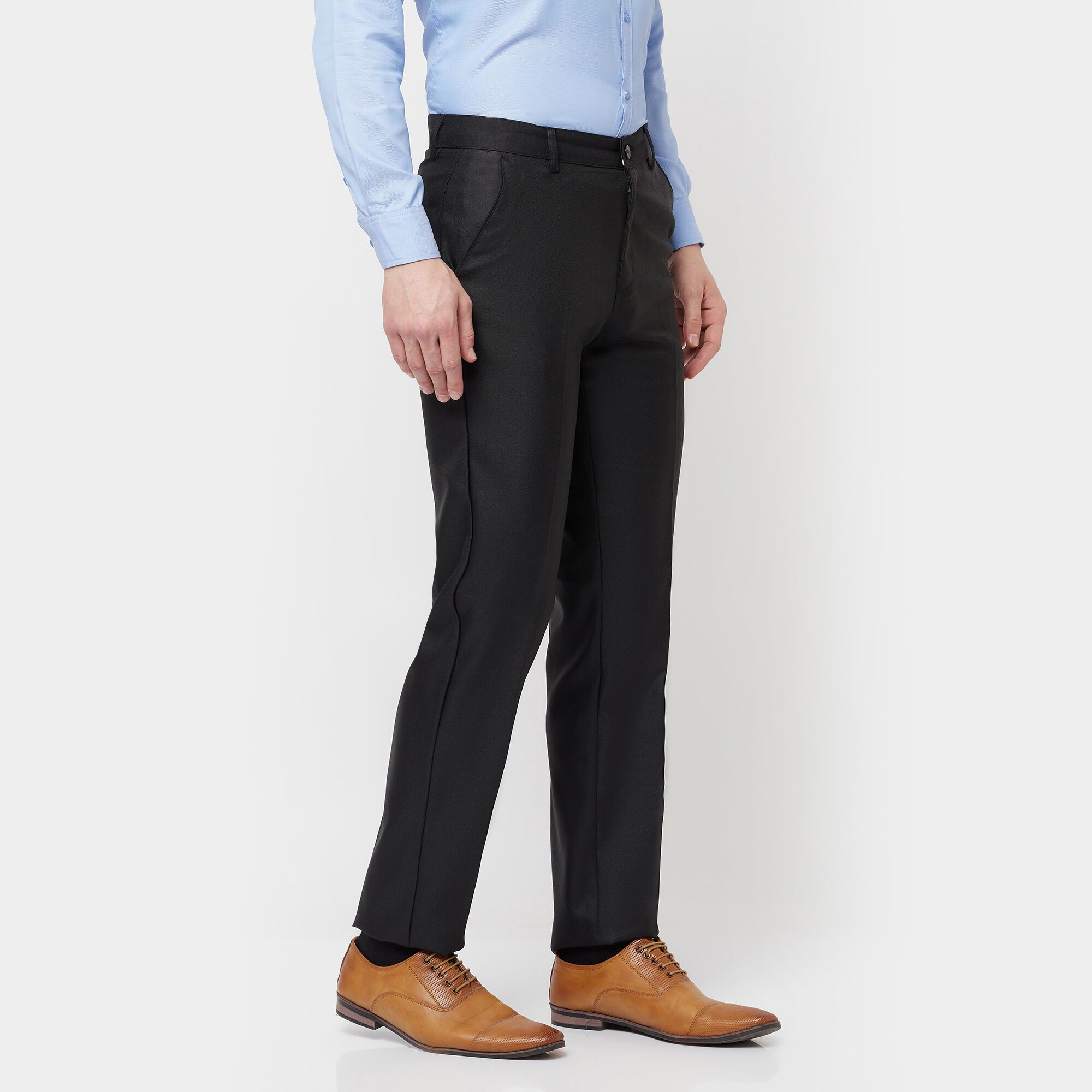 Buy Men Cream Regular Fit Check Flat Front Formal Trousers Online - 724071  | Louis Philippe